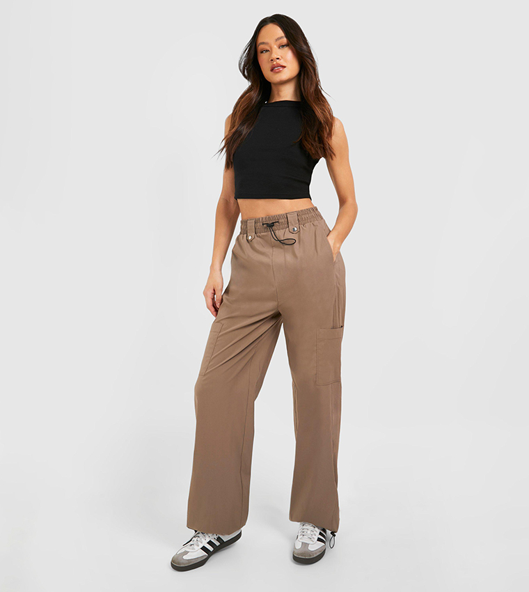 Tall Taupe Stretch Woven Pants, Tall