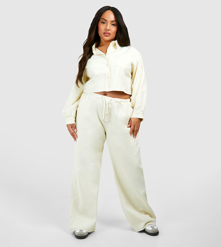 Curve Drawstring Wide Leg Jeans