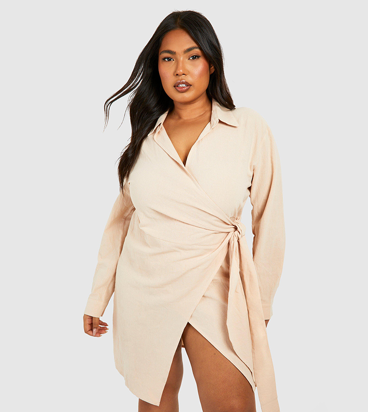 【boohoo】BOXY クロス ブラッシュド ニット High Neck Boxy Shift Dress