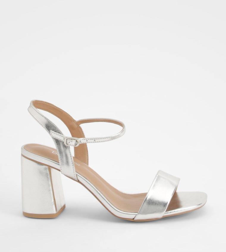 Buy Boohoo Wide Fit Part Block Heels In Silver 6thStreet UAE