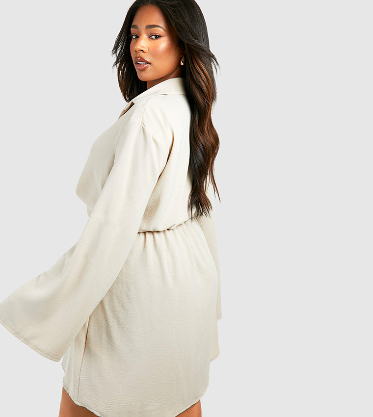 Hammered Twist Front Shift Dress