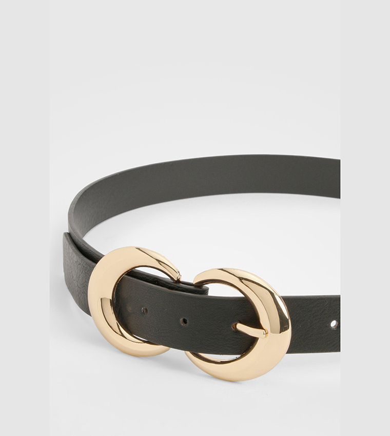 Buy Boohoo Gold Double Ring Belt In Black | 6thStreet Bahrain