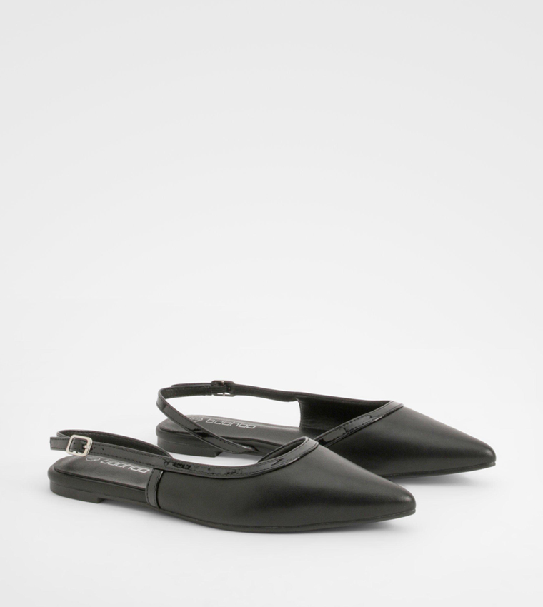 Contrast Detail Slingback Pointed Toe Flats