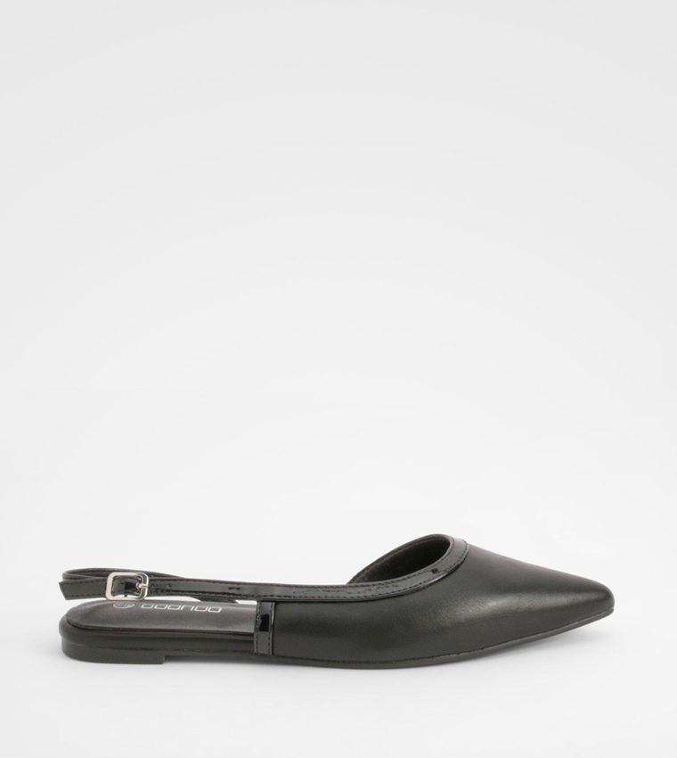 Contrast Detail Slingback Pointed Toe Flats
