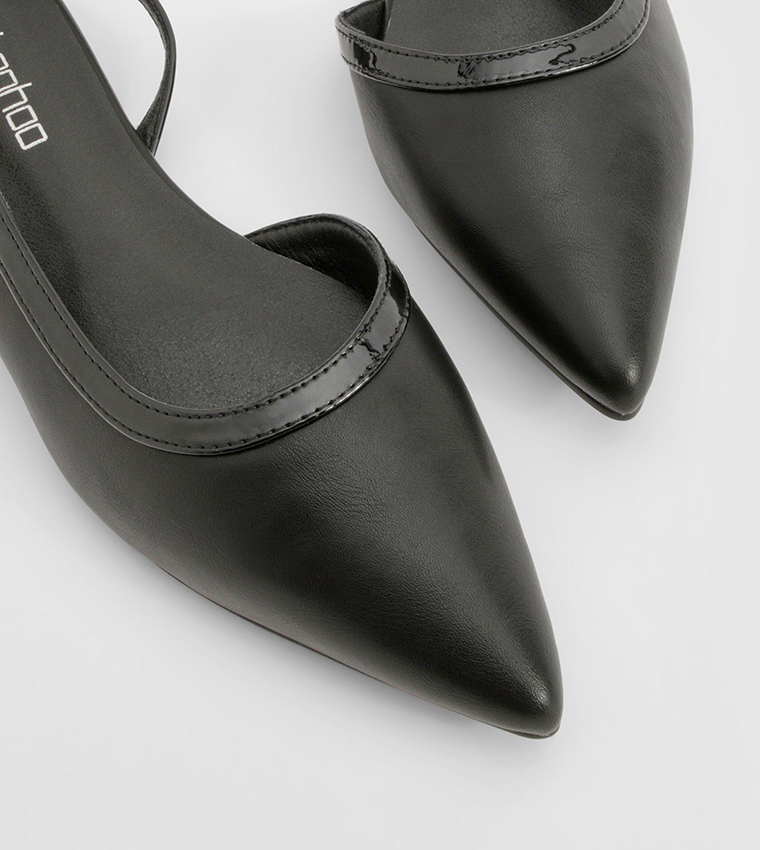 Contrast Detail Slingback Pointed Toe Flats