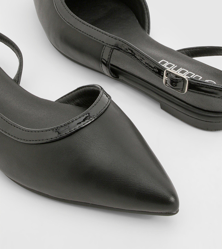 Contrast Detail Slingback Pointed Toe Flats