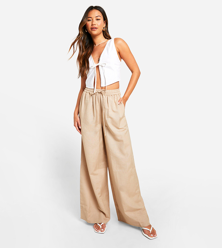 Thick Linen Wide Leg Trousers