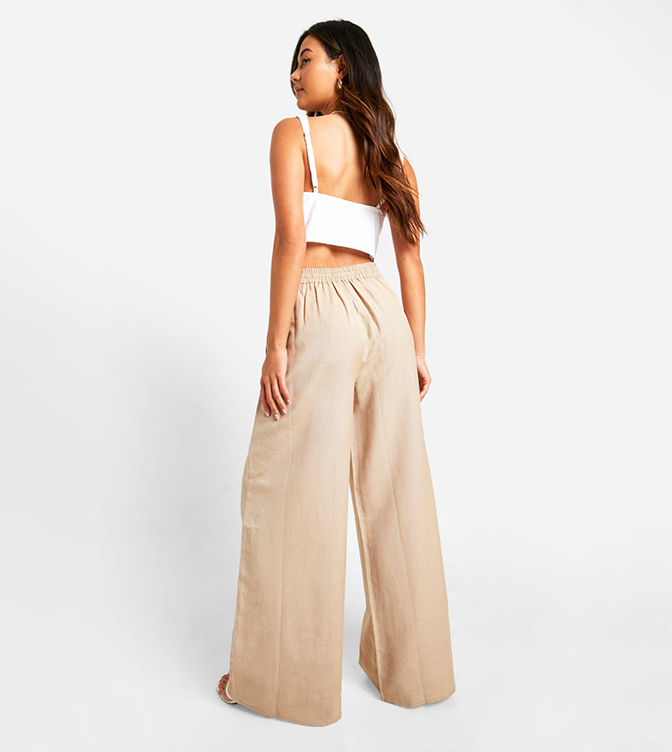 Thick Linen Wide Leg Trousers