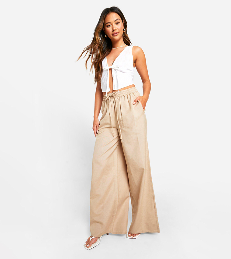 Thick Linen Wide Leg Trousers