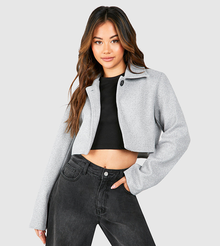 Grey on sale cropped jackets