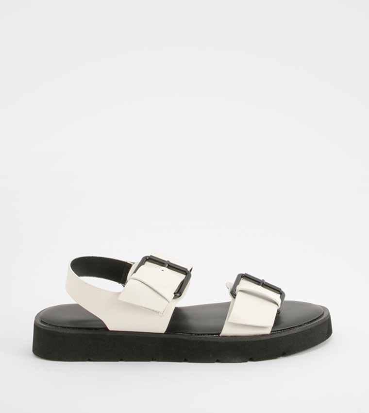 Buy Boohoo Buckle Detail 2 Part Flatform Sandals In White 6thStreet Bahrain