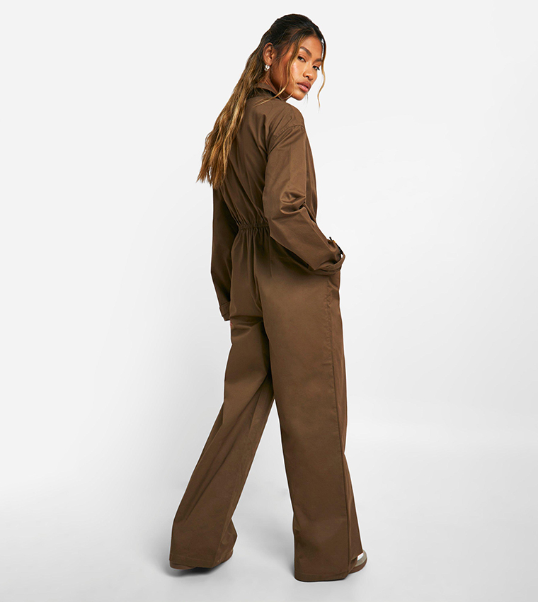 Cargo Woven Utility Zip Jumpsuit