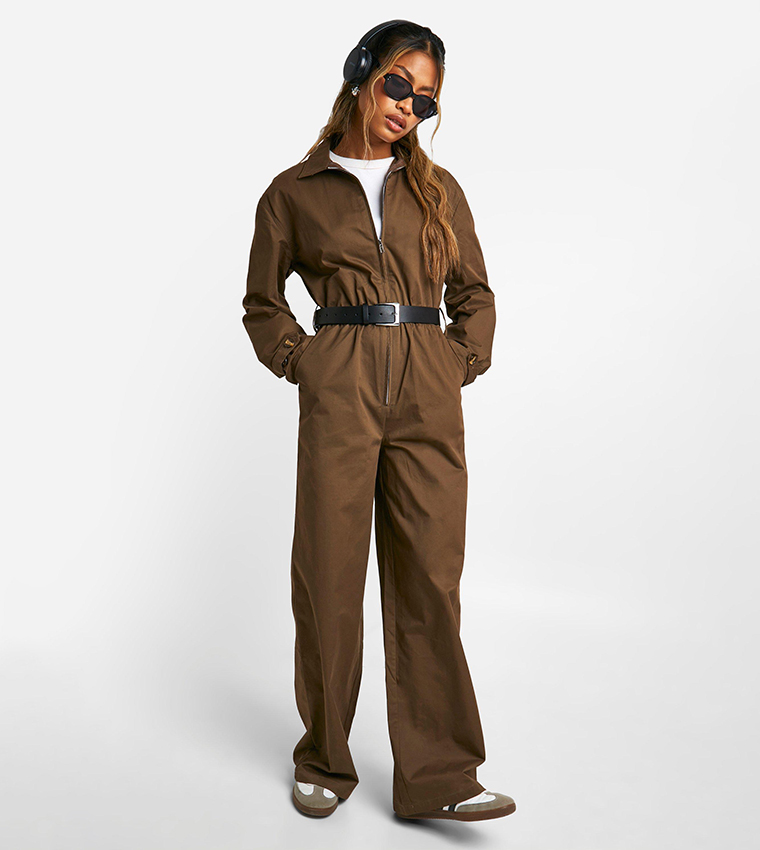 Cargo Woven Utility Zip Jumpsuit