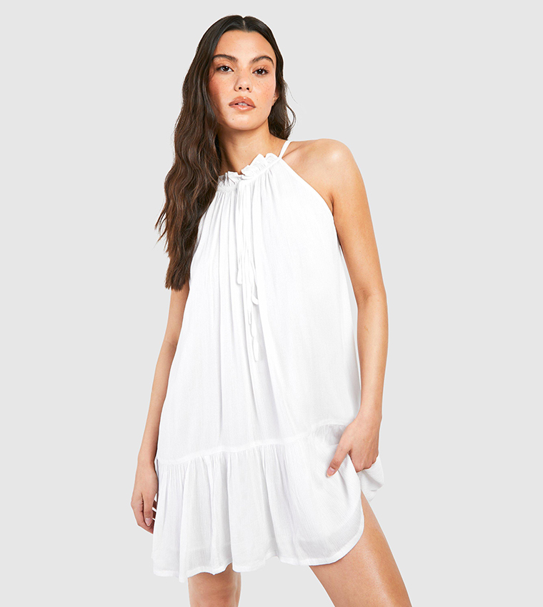 Cheesecloth fashion dress white