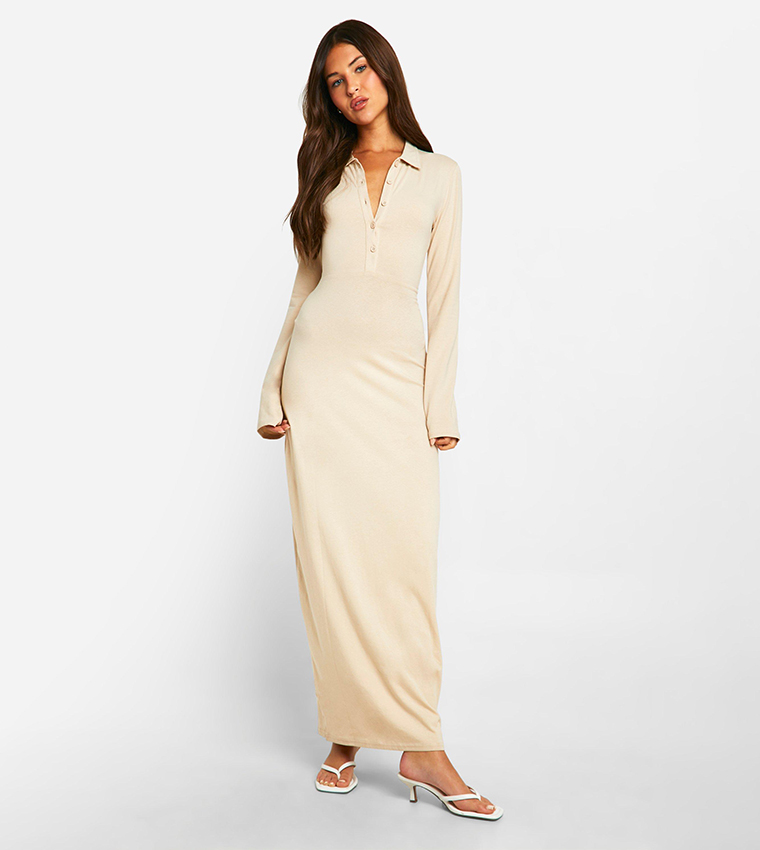 Collared Long Sleeves Shirt Dress