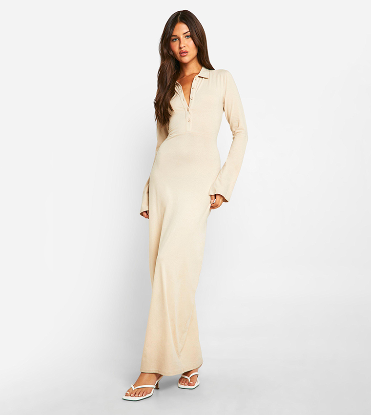 Collared Long Sleeves Shirt Dress