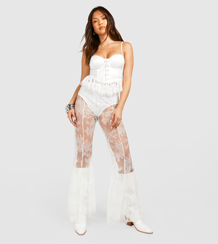 Lace flared trousers best sale