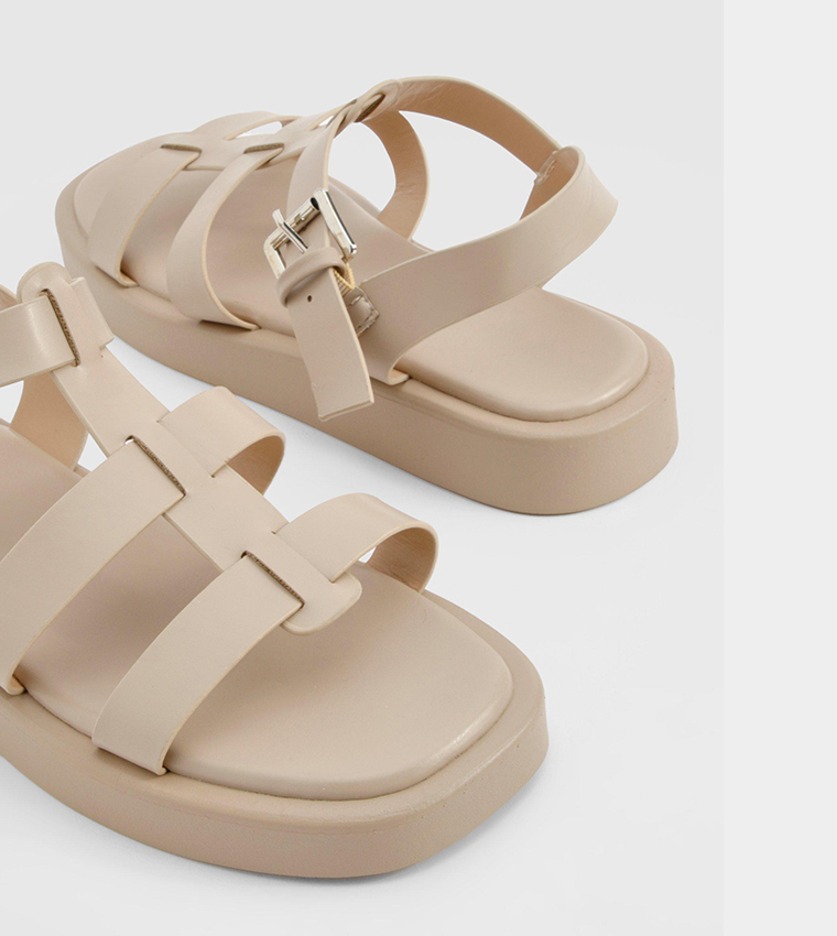 Buy Boohoo Wide Fit Chunky Fisherman Sandals In Nude 6thstreet Kuwait