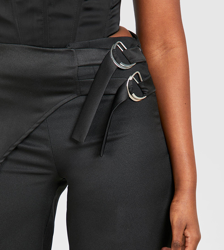 O Ring Waist Band Detail Satin Trousers