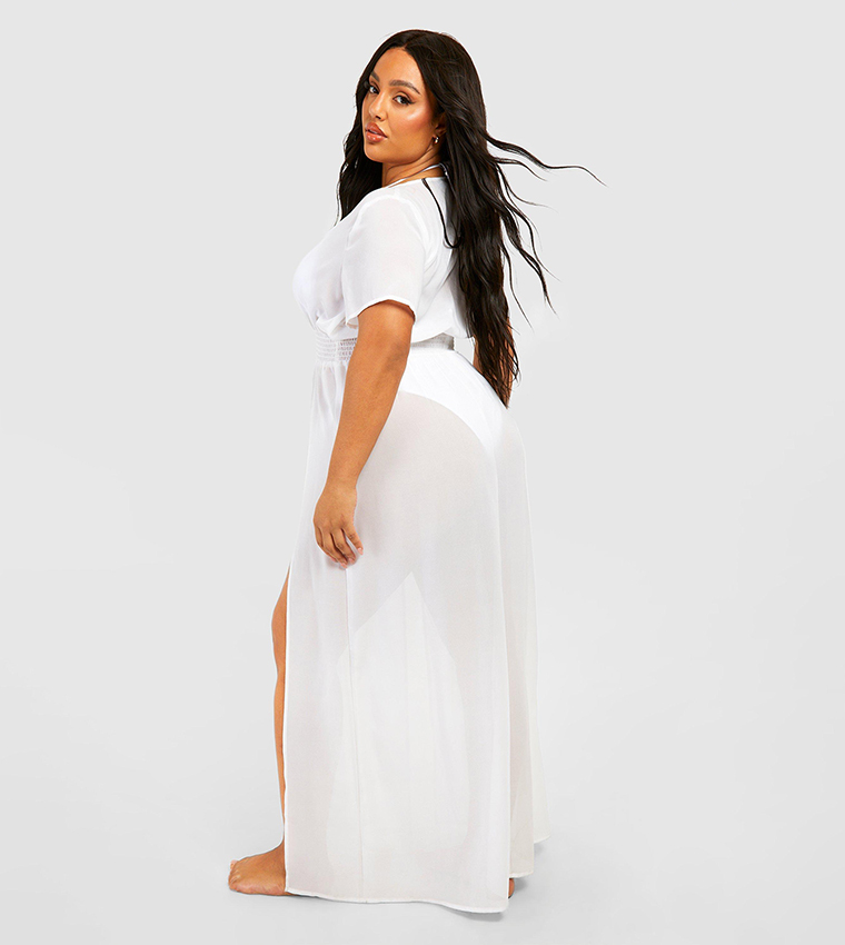 Shirred Waist Maxi Beach Kaftan