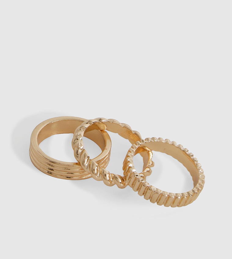 Buy Boohoo Gold 3 Pack Stacking Rings In Gold | 6thStreet Qatar