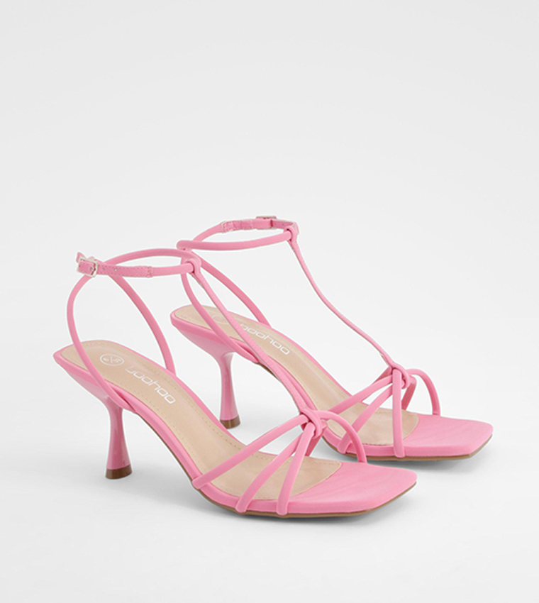 Knot Detail T Bar Heel Sandals
