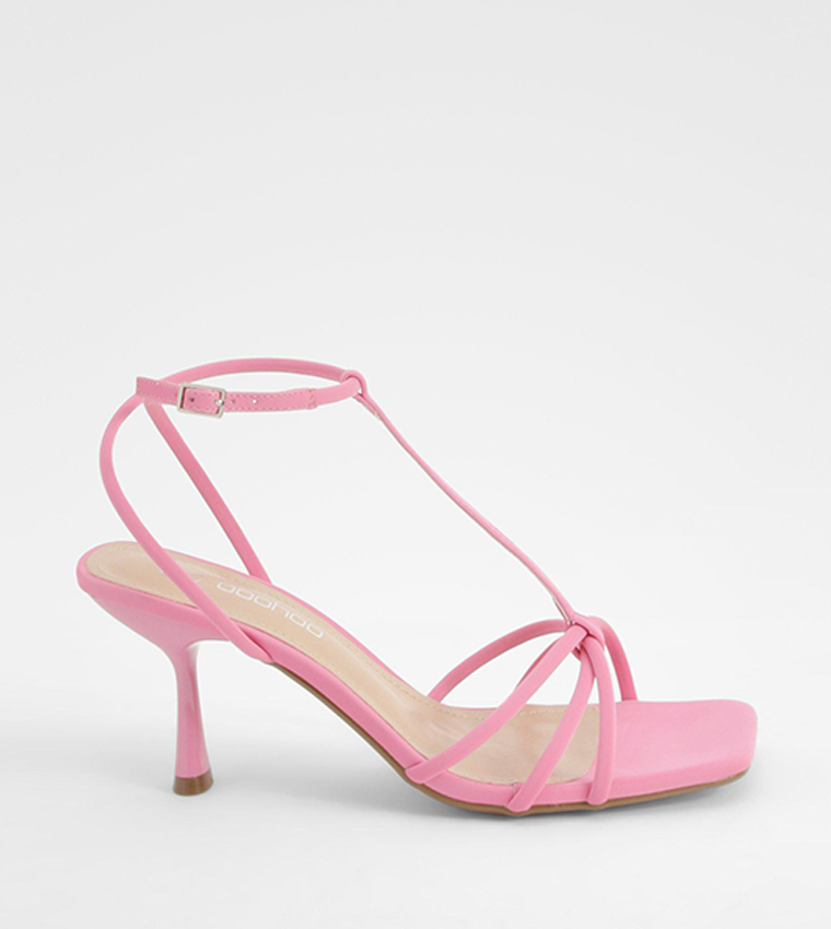 Knot Detail T Bar Heel Sandals