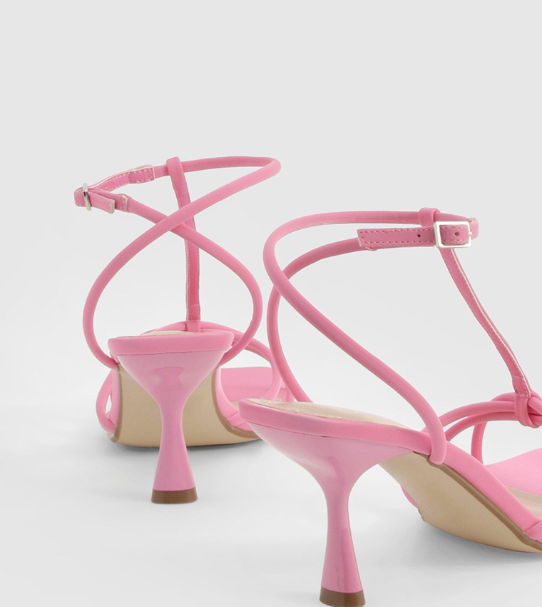 Knot Detail T Bar Heel Sandals