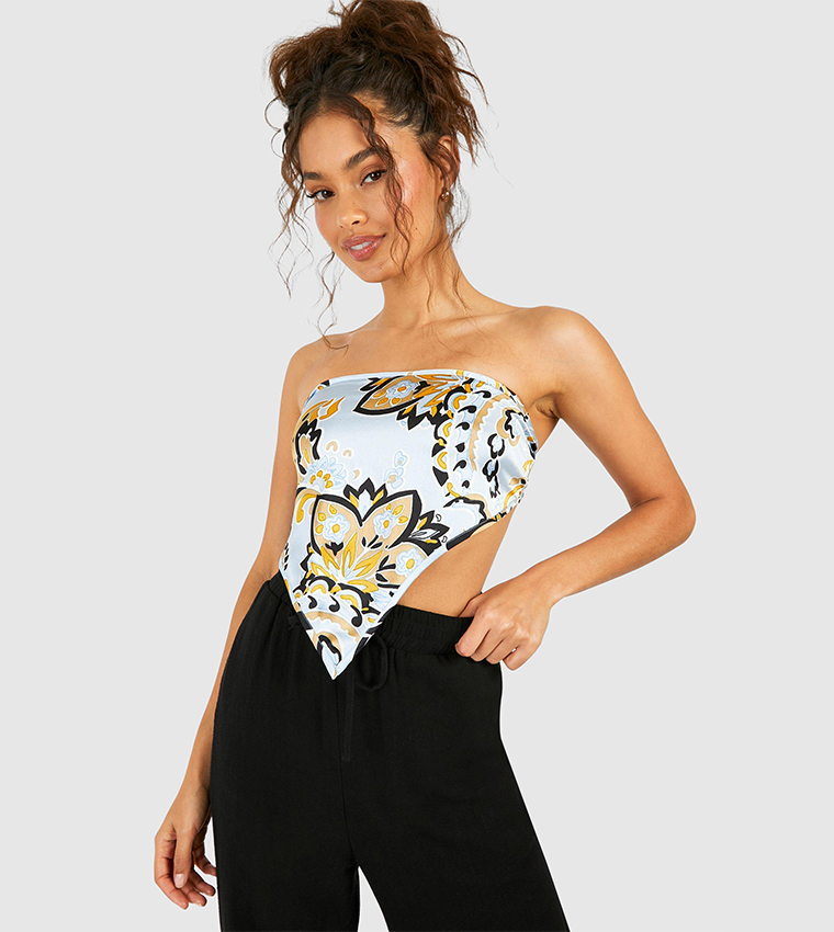 Buy Boohoo Outlet Paisley Tie Back Crop Top In Blue 6thStreet UAE