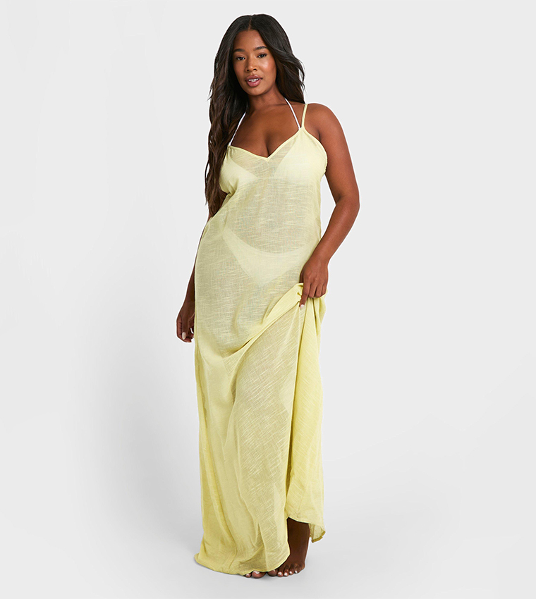 Buy Boohoo Plus Strappy Maxi Beach Dress In Green 6thStreet Bahrain