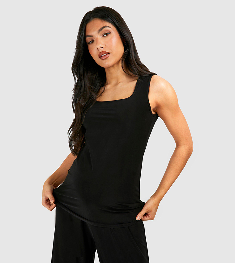 Solid Square Neck Maternity Top