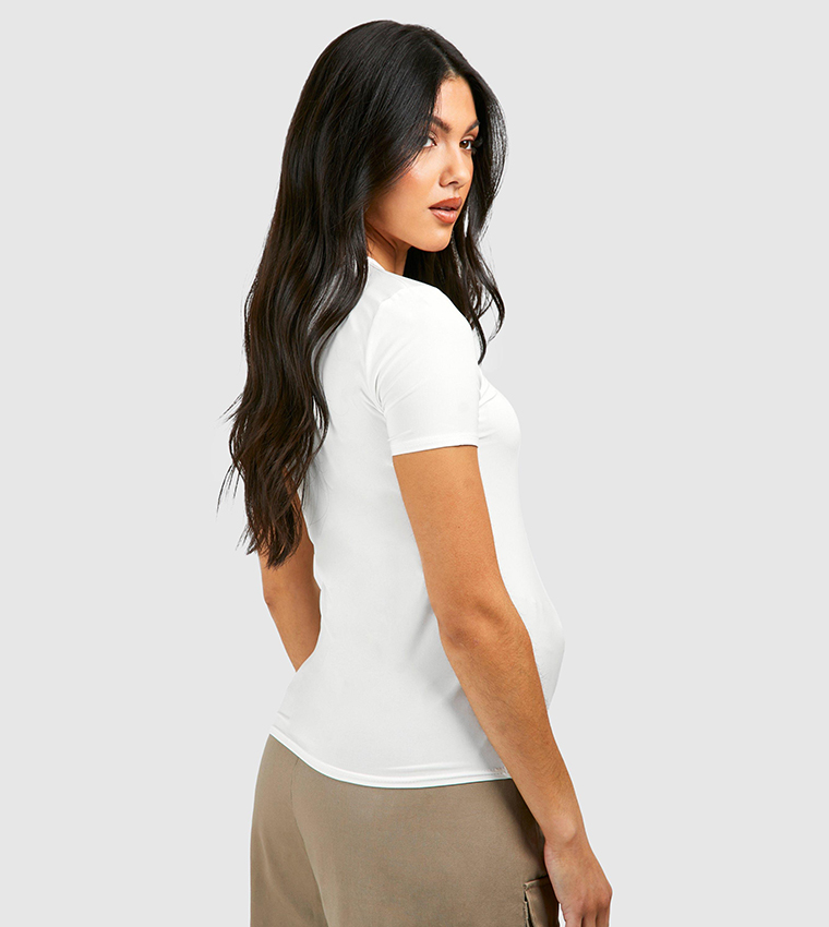 Solid Crew Neck Maternity T-Shirt