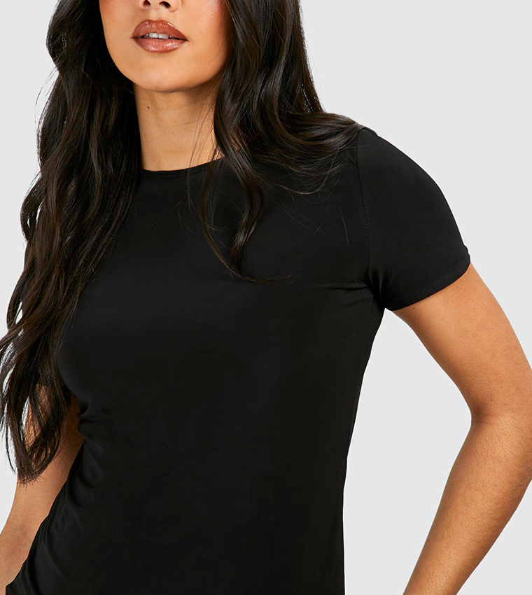 Solid Crew Neck Maternity T-Shirt