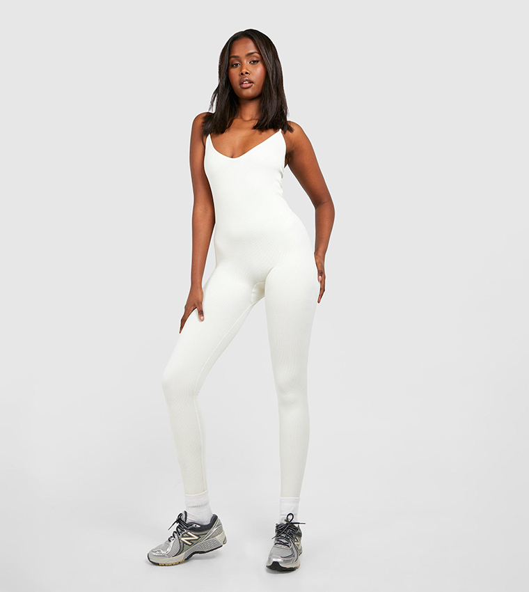 Seamless Ribbed Strappy Unitard