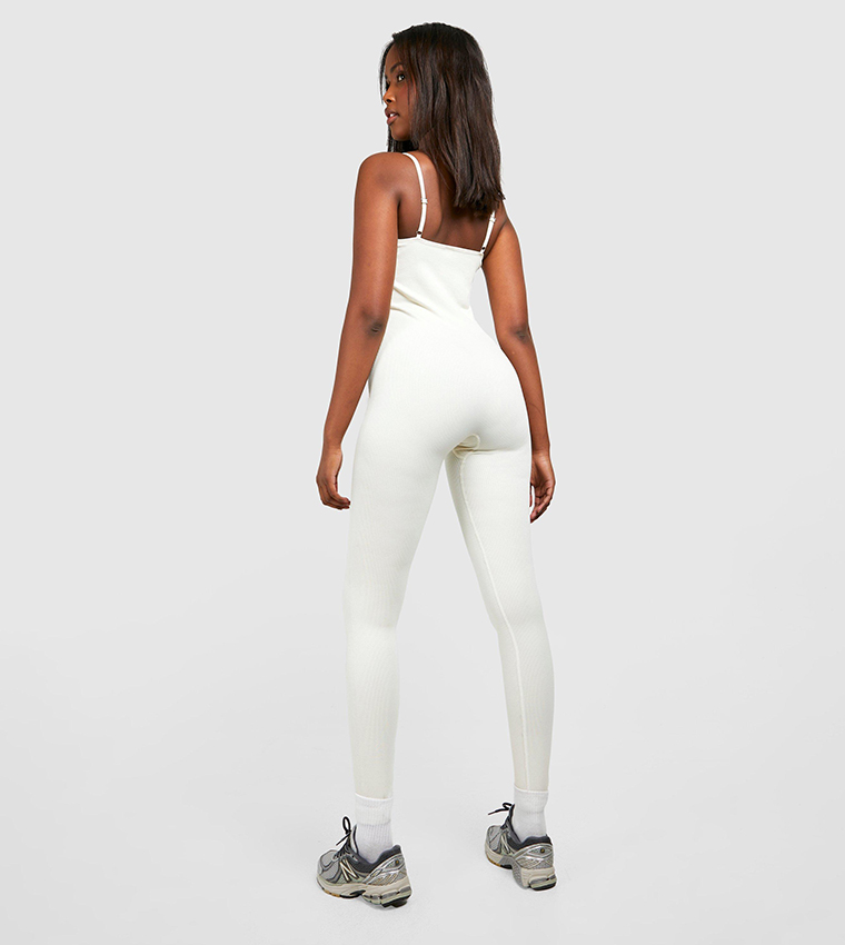 Seamless Ribbed Strappy Unitard