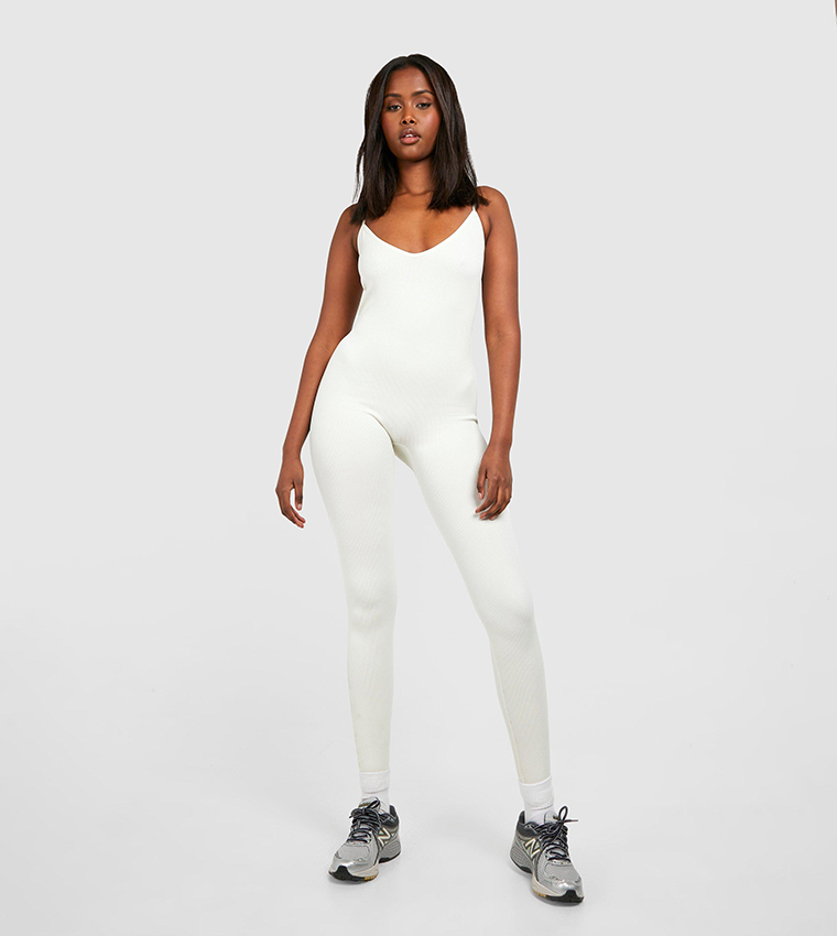 Seamless Ribbed Strappy Unitard