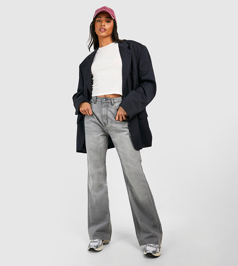 Tall Raw Fray Hem Straight Fit Jeans