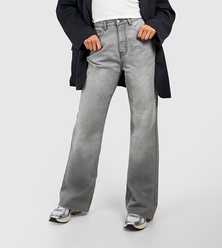 Tall Raw Fray Hem Straight Fit Jeans