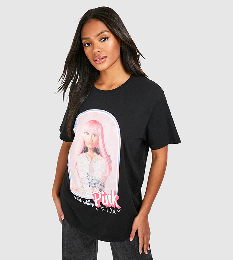 Buy Boohoo Nicki Minaj License Printed Oversized T Shirt In Black 