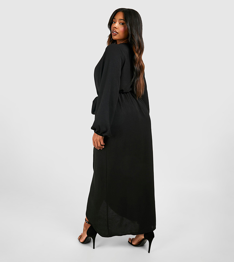 Textured Satin Tie Detail Maxi Dress