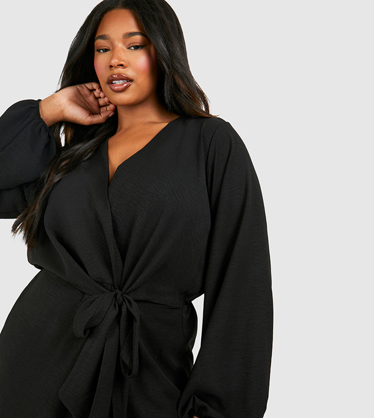 Textured Satin Tie Detail Maxi Dress