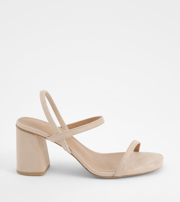 Buy Boohoo Wide Fit Elasticated 2 Part Block Heel Sandals In Beige 6thStreet UAE