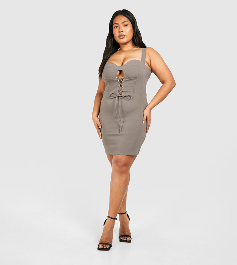 Lace up bodycon dress best sale