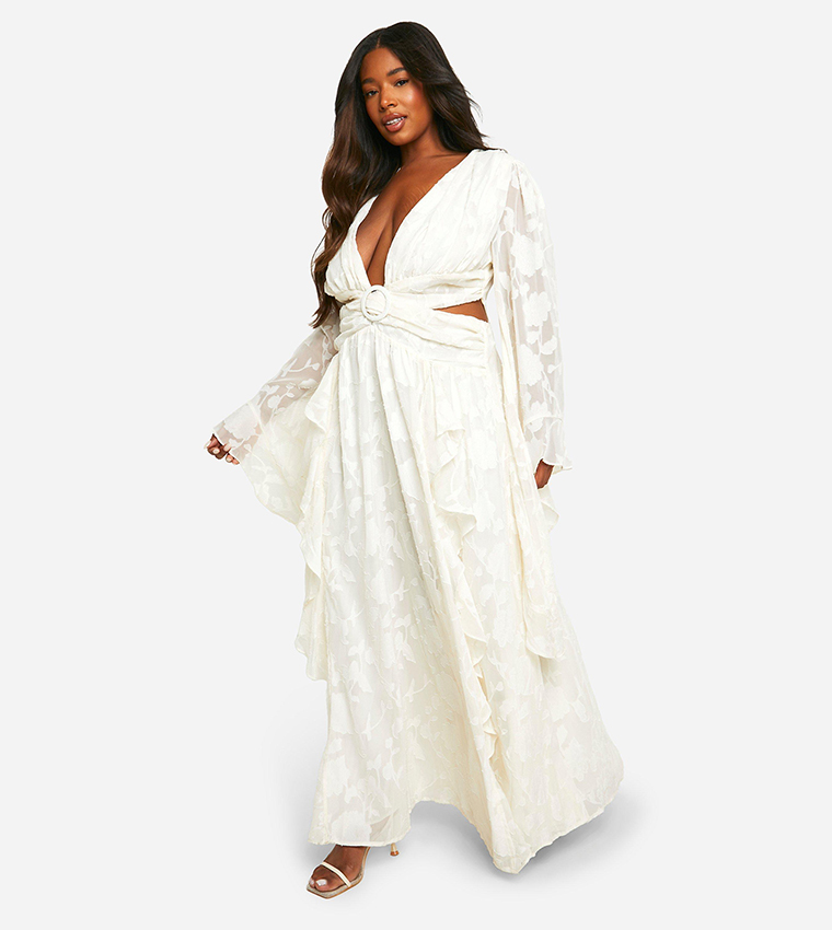 Textured Cut-Out Detail Maxi Dress