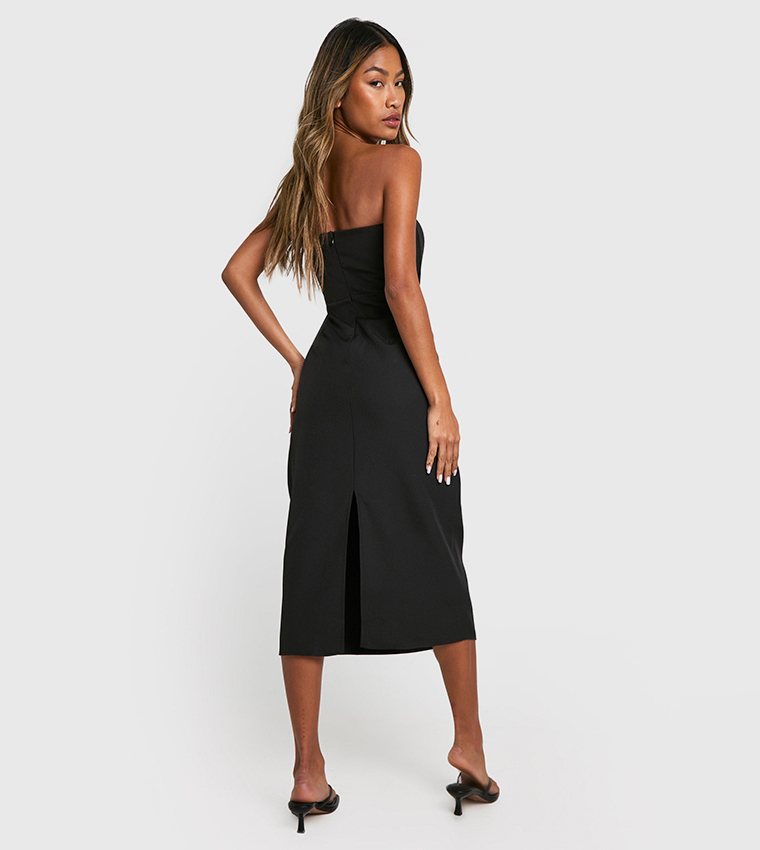 Buy Boohoo Bandeau Tailored Column Tailored Midi Dress In Black 6thStreet Saudi Arabia