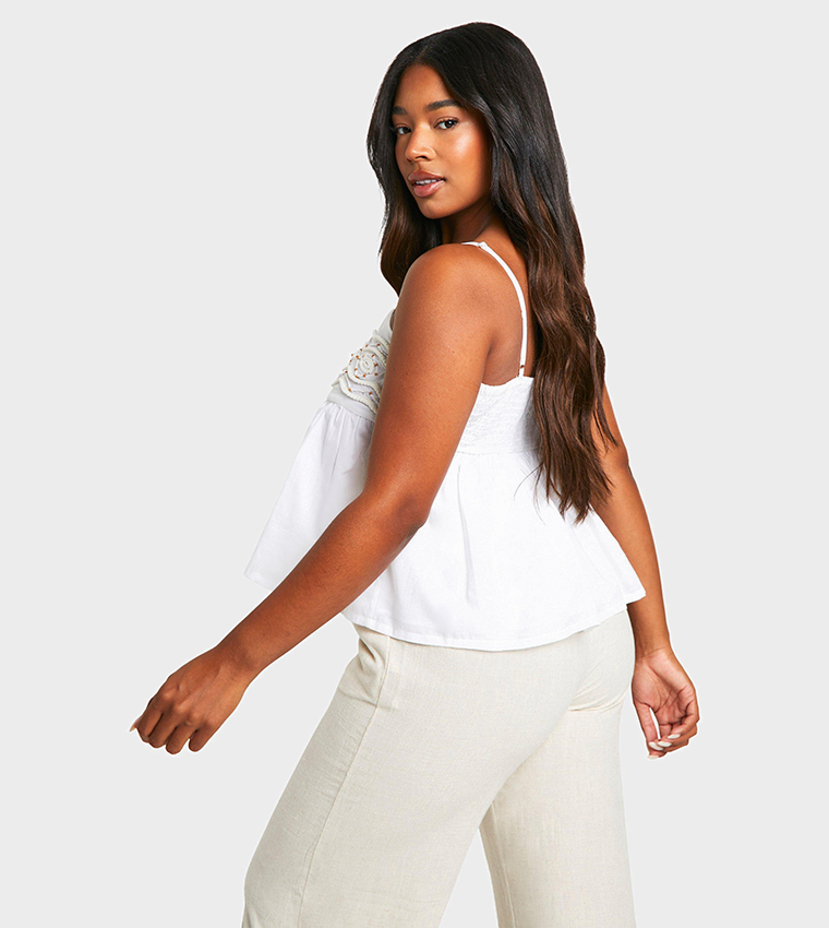 Plus Bead Embellished Peplum Crop Top