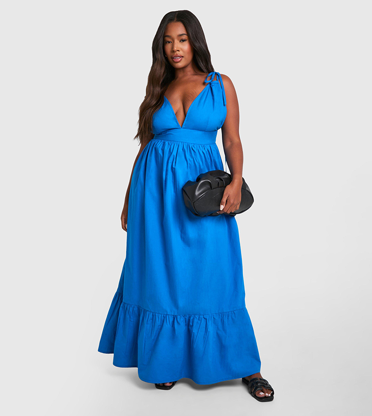 boohoo curve maxi dress Black Plus Premium Draped Maxi Dress