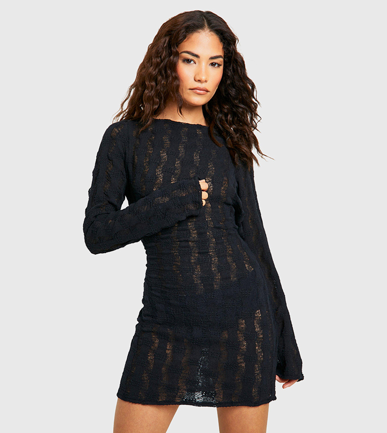 knee length dresses for ladies Percilla Ladder Knit Mini Dress main image 1