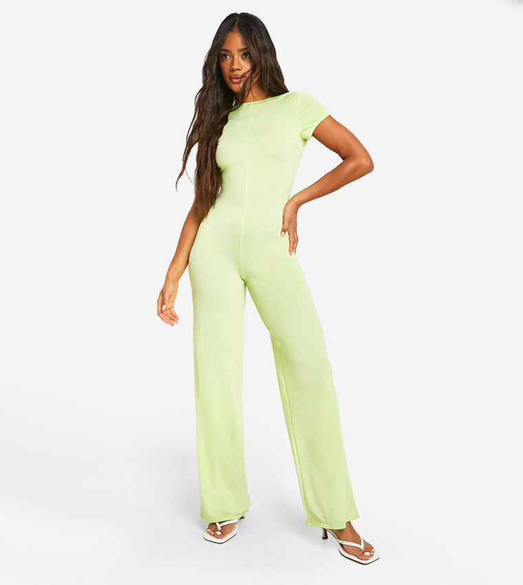 Buy Boohoo Premium Open Back Matt Slinky Jumpsuit In Green 6thStreet Saudi Arabia