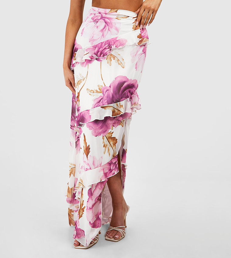 Buy Boohoo Floral Frill Maxi Skirt In Multiple Colors 6thStreet